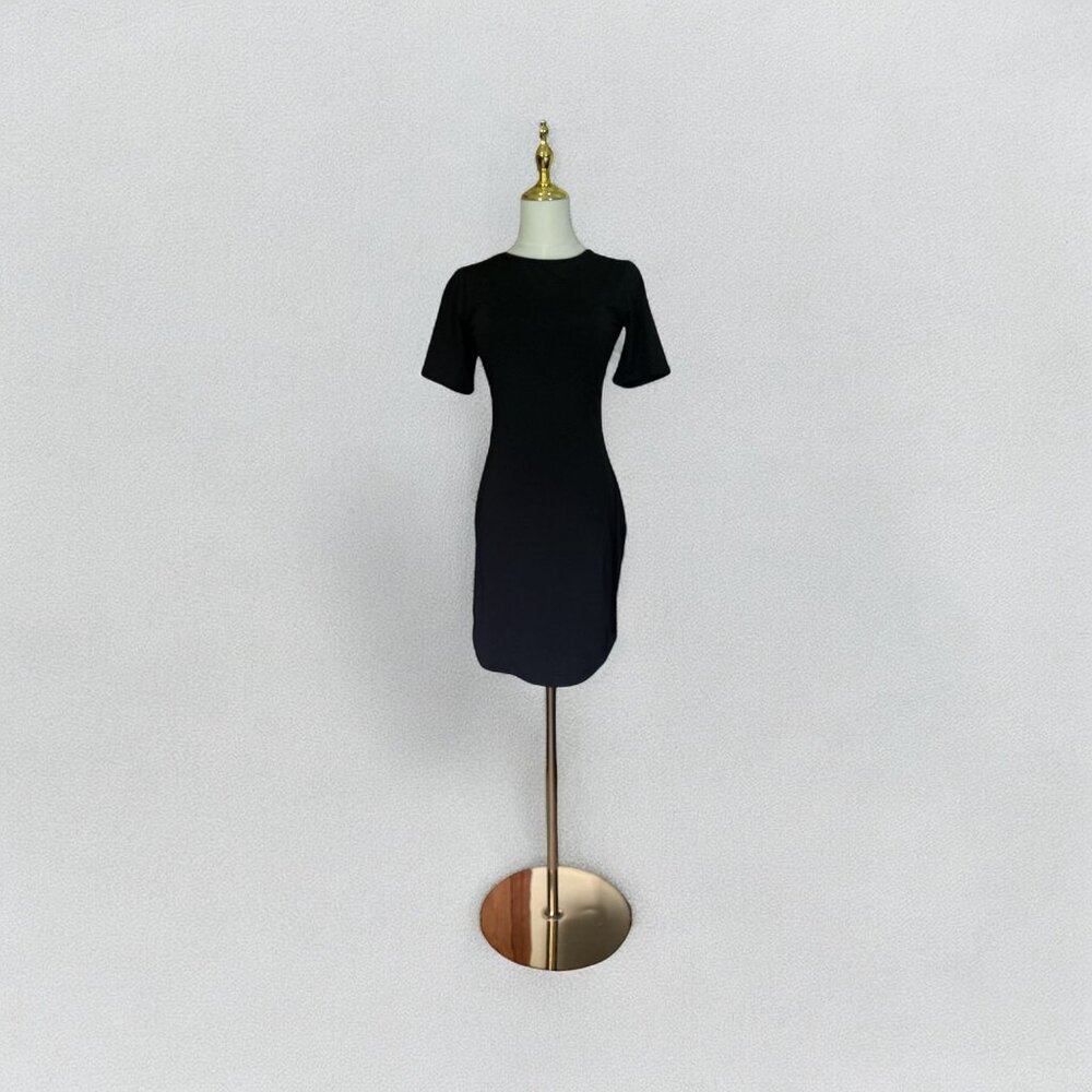 Womens Little Black Dress S Short-Sleeve Bodycon Cotton Casual Fitted T-Shirt